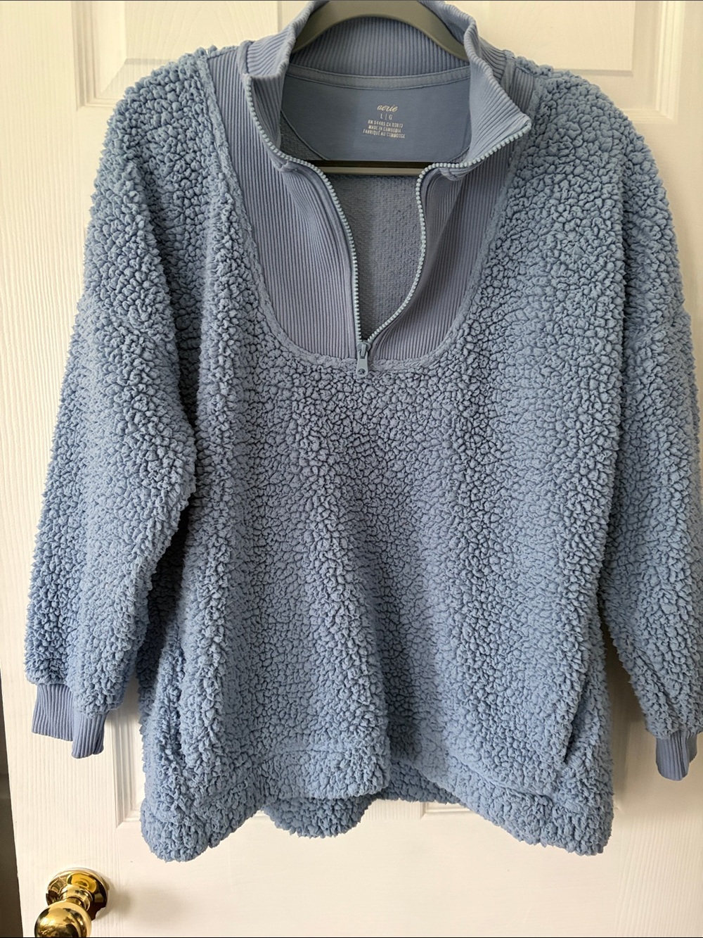 aerie Light Blue Sherpa Half-Zip Pullover